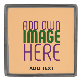 MODERN EDITABLE PEACH ORANGE IMAGE TEXT TEMPLATE GUNMETAL FINISH LAPEL PIN