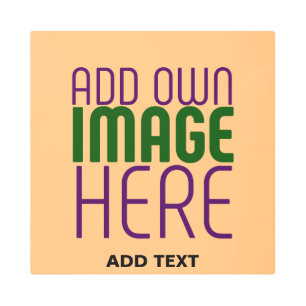 MODERN EDITABLE PEACH ORANGE IMAGE TEXT TEMPLATE METAL PRINT