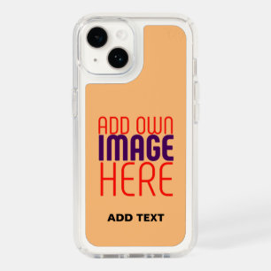 MODERN EDITABLE PEACH ORANGE IMAGE TEXT TEMPLATE SPECK iPhone 14 CASE
