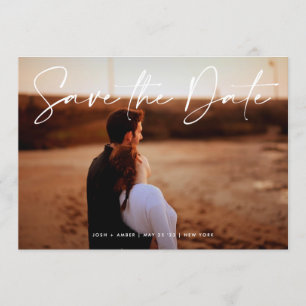 Modern Editable Photo QR code - Save The Date Card