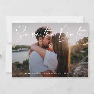 Modern Editable Photo QR code | Save The Date Card