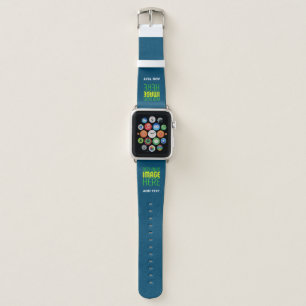 MODERN EDITABLE PRUSSIAN BLUE IMAGE TEXT TEMPLATE APPLE WATCH BAND