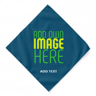 MODERN EDITABLE PRUSSIAN BLUE IMAGE TEXT TEMPLATE BANDANA