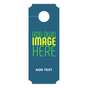 MODERN EDITABLE PRUSSIAN BLUE IMAGE TEXT TEMPLATE DOOR HANGER