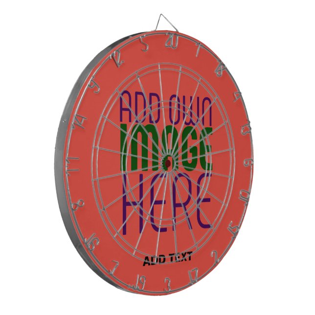 MODERN EDITABLE RED ORANGE IMAGE TEXT TEMPLATE DART BOARD (Front Left)