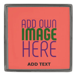 MODERN EDITABLE RED ORANGE IMAGE TEXT TEMPLATE GUNMETAL FINISH LAPEL PIN