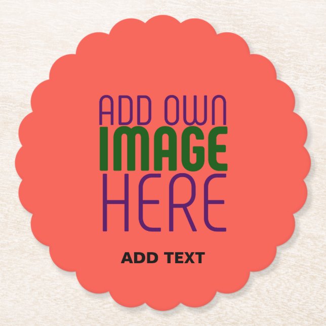 MODERN EDITABLE RED ORANGE IMAGE TEXT TEMPLATE PAPER COASTER (Front)