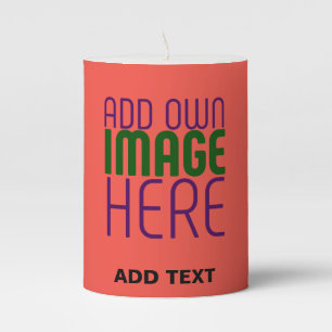 MODERN EDITABLE RED ORANGE IMAGE TEXT TEMPLATE PILLAR CANDLE