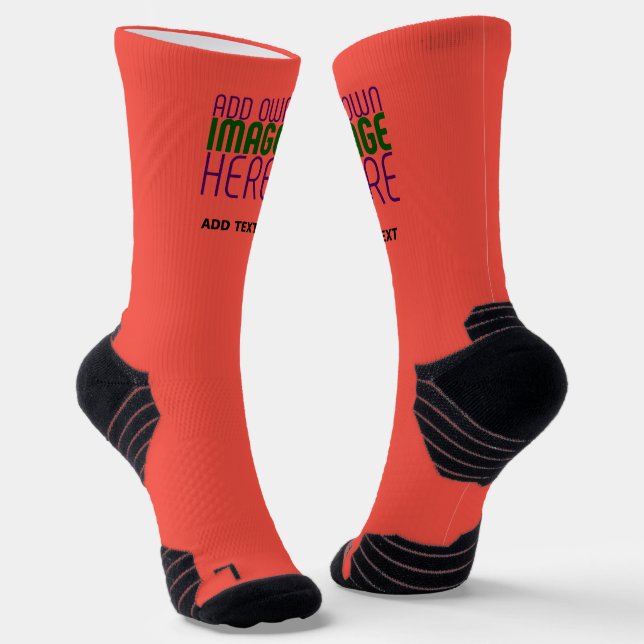 MODERN EDITABLE RED ORANGE IMAGE TEXT TEMPLATE SOCKS (Angled)
