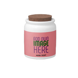 MODERN EDITABLE SALMON PINK IMAGE TEXT TEMPLATE CANDY JAR