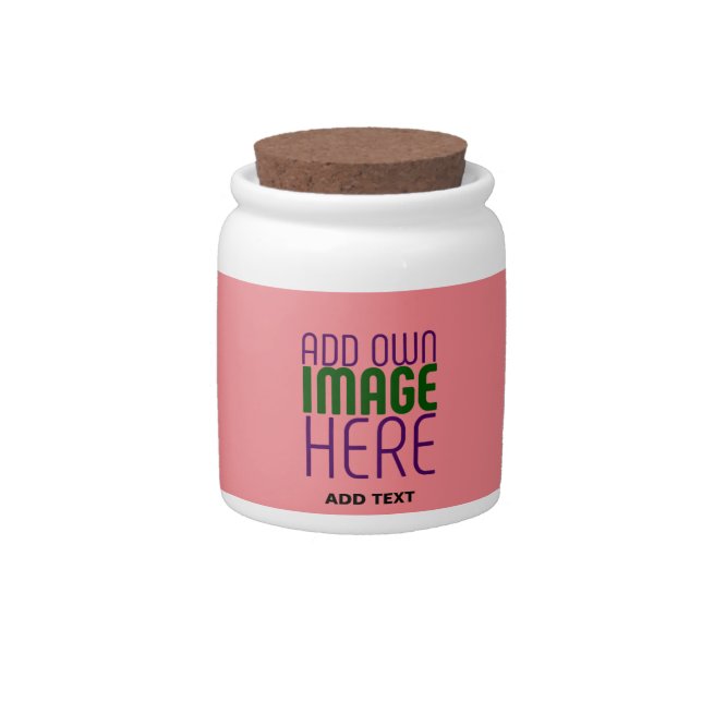 MODERN EDITABLE SALMON PINK IMAGE TEXT TEMPLATE CANDY JAR (Front)