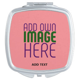 MODERN EDITABLE SALMON PINK IMAGE TEXT TEMPLATE COMPACT MIRROR
