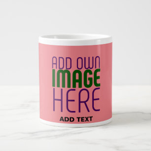 MODERN EDITABLE SALMON PINK IMAGE TEXT TEMPLATE GIANT COFFEE MUG