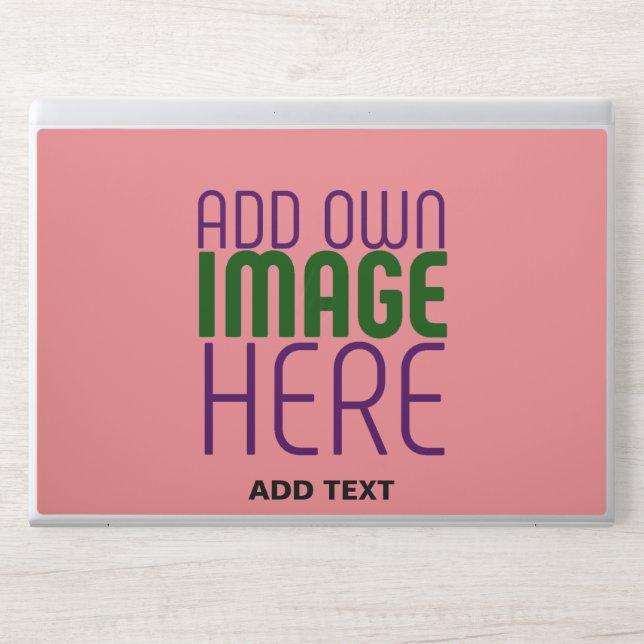 MODERN EDITABLE SALMON PINK IMAGE TEXT TEMPLATE HP LAPTOP SKIN (Front)