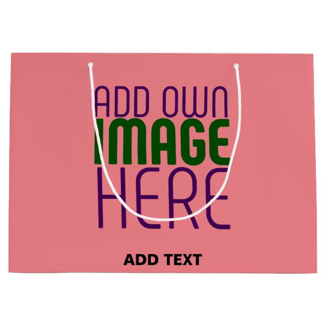 MODERN EDITABLE SALMON PINK IMAGE TEXT TEMPLATE LARGE GIFT BAG (Front)