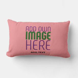 MODERN EDITABLE SALMON PINK IMAGE TEXT TEMPLATE LUMBAR PILLOW