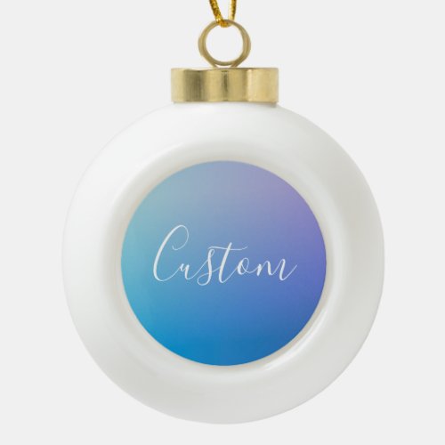 Modern Editable Script Writing  Colorful Ombre Ceramic Ball Christmas Ornament