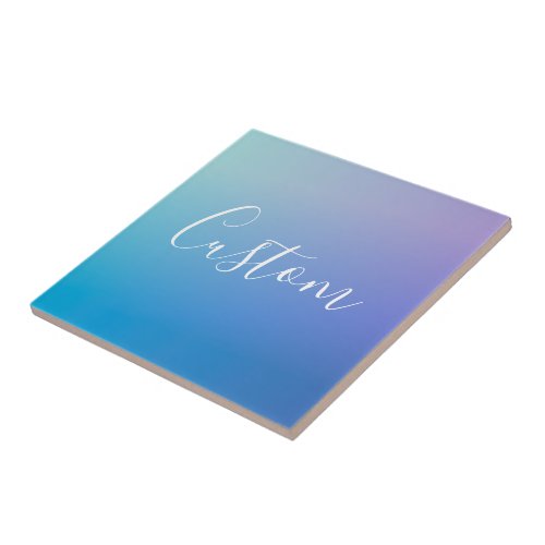 Modern Editable Script Writing  Colorful Ombre Ceramic Tile