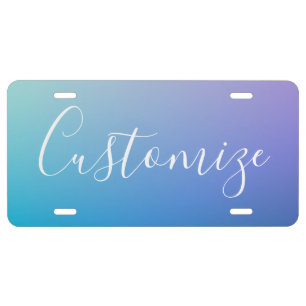 Modern Editable Script Writing   Colorful Ombre License Plate