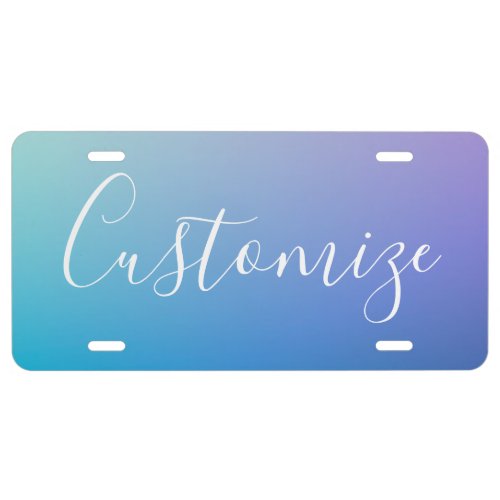 Modern Editable Script Writing  Colorful Ombre License Plate