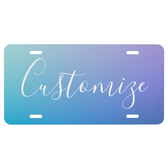 Modern Editable Script Writing | Colorful Ombre License Plate (Front)