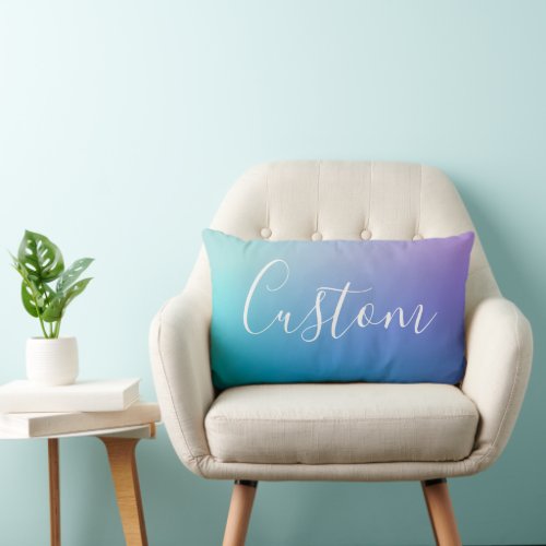 Modern Editable Script Writing  Colorful Ombre Lumbar Pillow