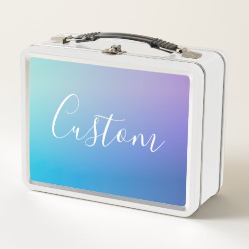 Modern Editable Script Writing  Colorful Ombre Metal Lunch Box
