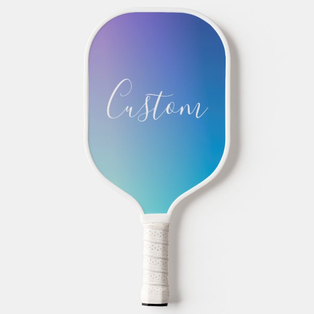Modern Editable Script Writing | Colorful Ombre Pickleball Paddle (Back)
