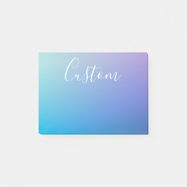Modern Editable Script Writing | Colorful Ombre Post-it Notes (Front)