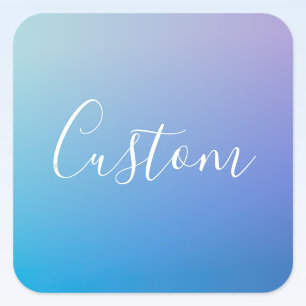 Modern Editable Script Writing Colorful Ombre Square Sticker