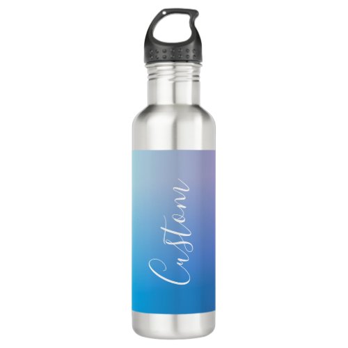 Modern Editable Script Writing  Colorful Ombre Stainless Steel Water Bottle