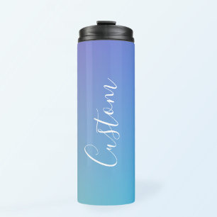 Modern Editable Script Writing   Colorful Ombre Thermal Tumbler