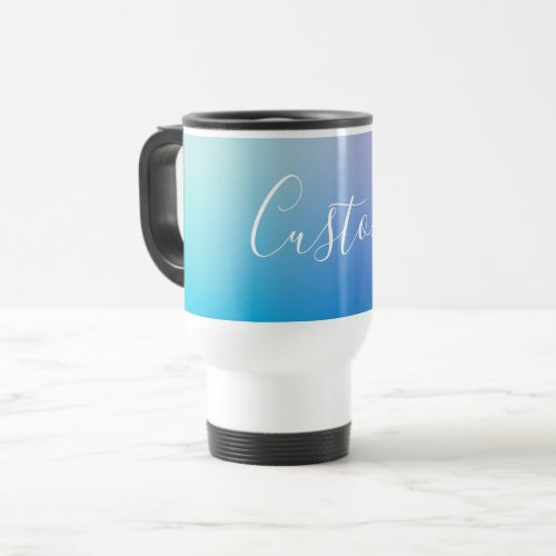 Modern Editable Script Writing  Colorful Ombre Travel Mug