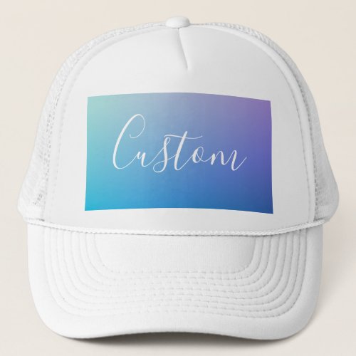 Modern Editable Script Writing  Colorful Ombre Trucker Hat