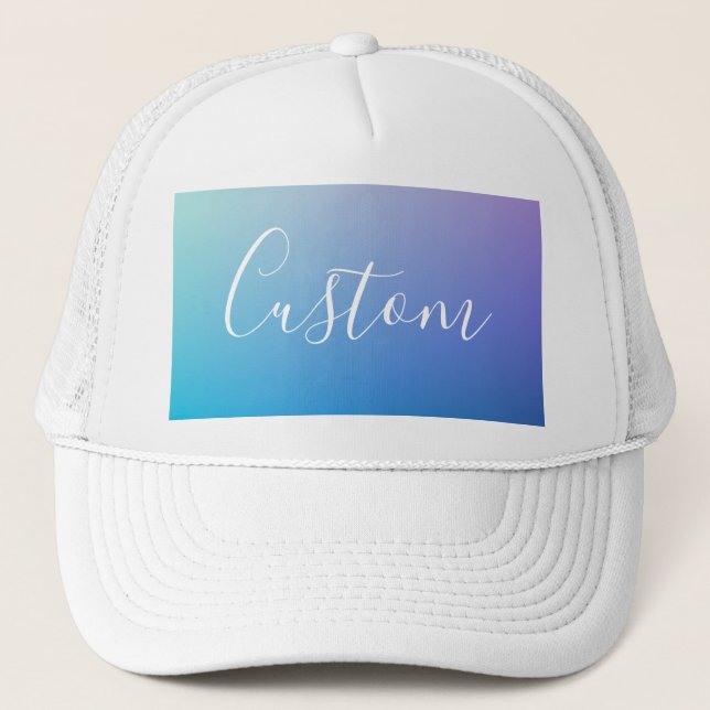 Modern Editable Script Writing | Colorful Ombre Trucker Hat (Front)
