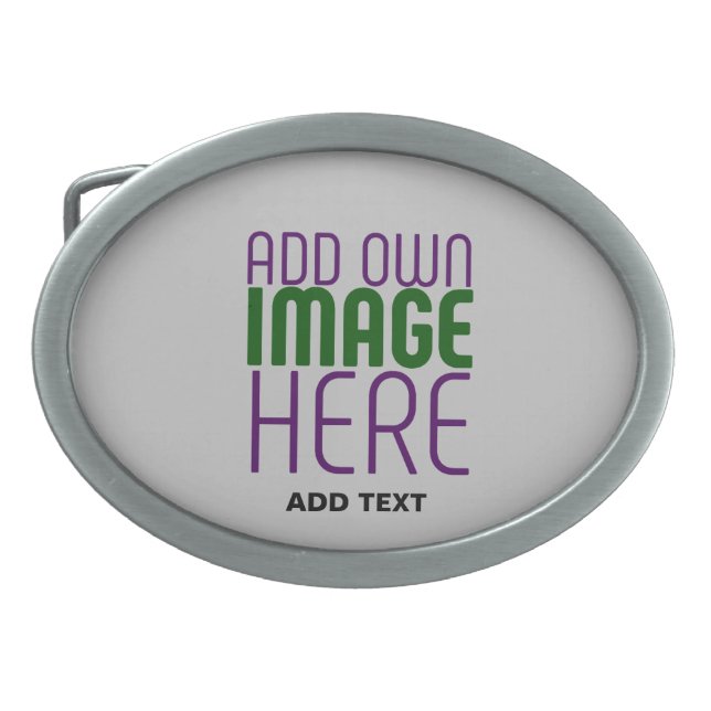 MODERN EDITABLE SIMPLE ASH IMAGE TEXT TEMPLATE BELT BUCKLE (Front)