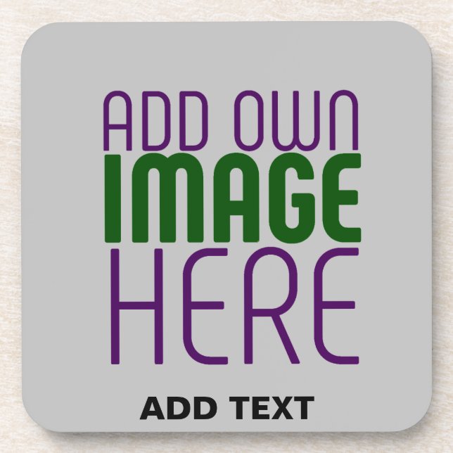 MODERN EDITABLE SIMPLE ASH IMAGE TEXT TEMPLATE BEVERAGE COASTER (Front)
