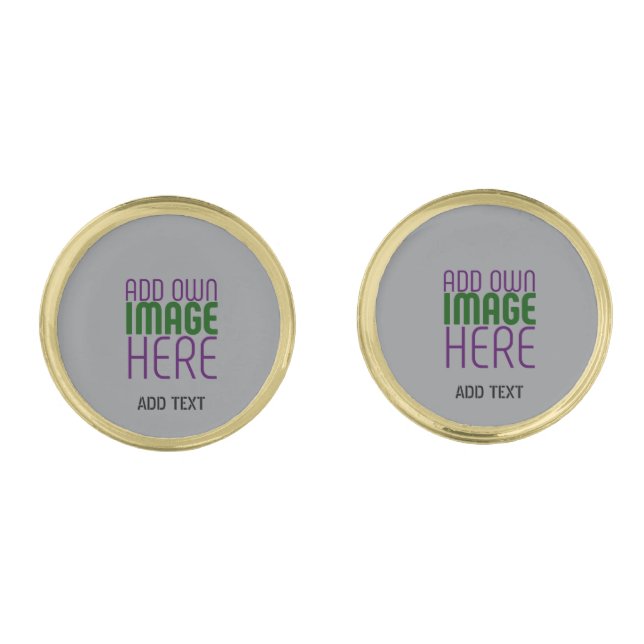 MODERN EDITABLE SIMPLE ASH IMAGE TEXT TEMPLATE CUFFLINKS (Front)