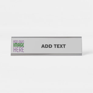 MODERN EDITABLE SIMPLE ASH IMAGE TEXT TEMPLATE DESK NAME PLATE