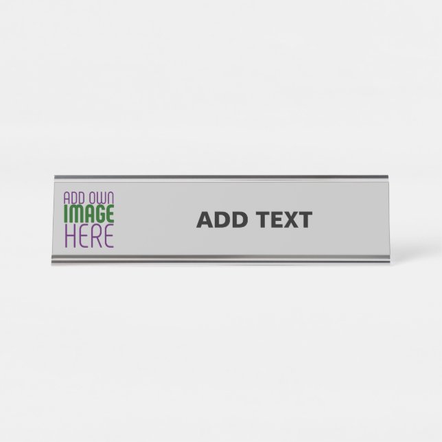MODERN EDITABLE SIMPLE ASH IMAGE TEXT TEMPLATE DESK NAME PLATE (Front)