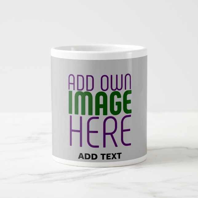 MODERN EDITABLE SIMPLE ASH IMAGE TEXT TEMPLATE GIANT COFFEE MUG (Front)