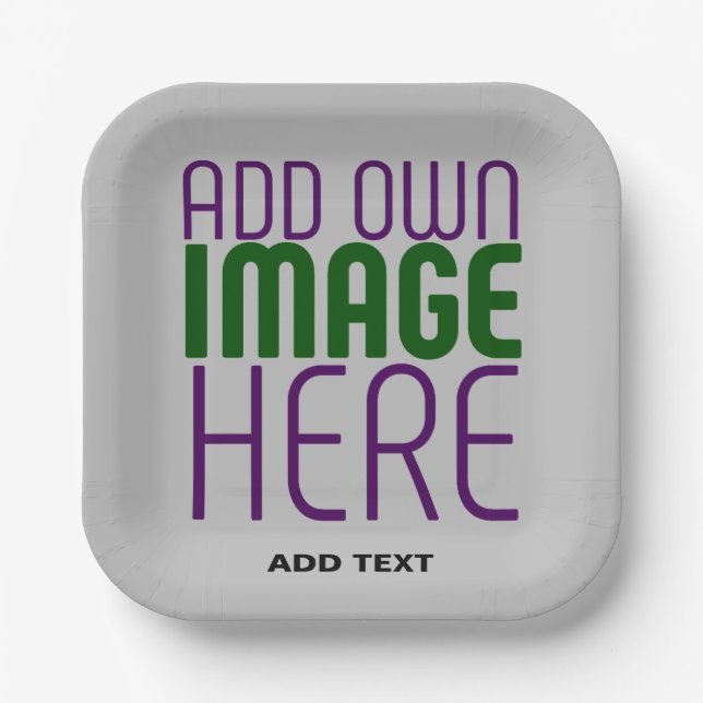 MODERN EDITABLE SIMPLE ASH IMAGE TEXT TEMPLATE PAPER PLATES (Front)