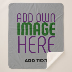 MODERN EDITABLE SIMPLE ASH IMAGE TEXT TEMPLATE SHERPA BLANKET