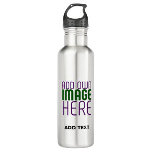 MODERN EDITABLE SIMPLE ASH IMAGE TEXT TEMPLATE STAINLESS STEEL WATER BOTTLE