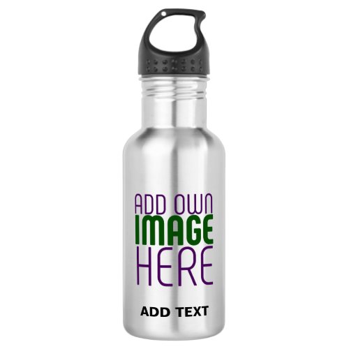 MODERN EDITABLE SIMPLE ASH IMAGE TEXT TEMPLATE STAINLESS STEEL WATER BOTTLE
