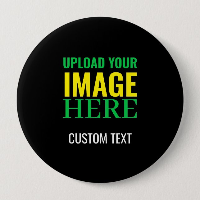 Modern Editable Simple Black Image and Text Design Button (Front)