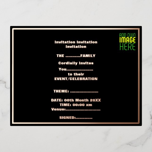 MODERN EDITABLE SIMPLE BLACK IMAGE TEXT TEMPLATE (Front)