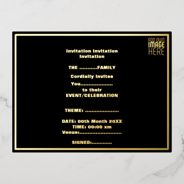 MODERN EDITABLE SIMPLE BLACK IMAGE TEXT TEMPLATE (Front)