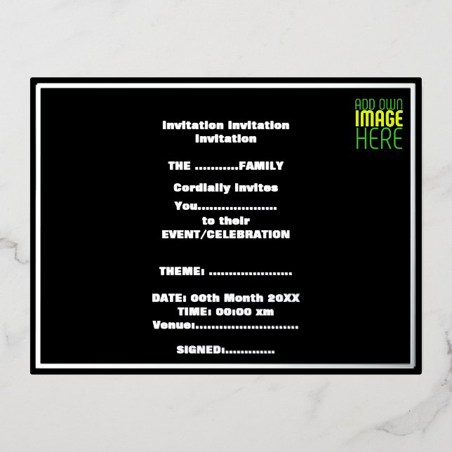 MODERN EDITABLE SIMPLE BLACK IMAGE TEXT TEMPLATE (Front)