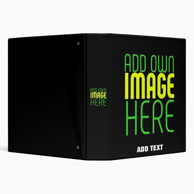 MODERN EDITABLE SIMPLE BLACK IMAGE TEXT TEMPLATE 3 RING BINDER (Background)